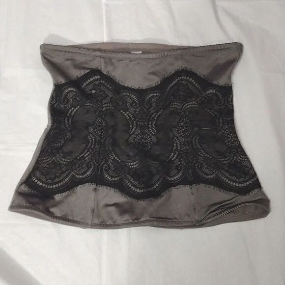 Maidenform Flexees Grey Black Lace Corset Waist Nipper Shaper Large - Picture 8 of 13